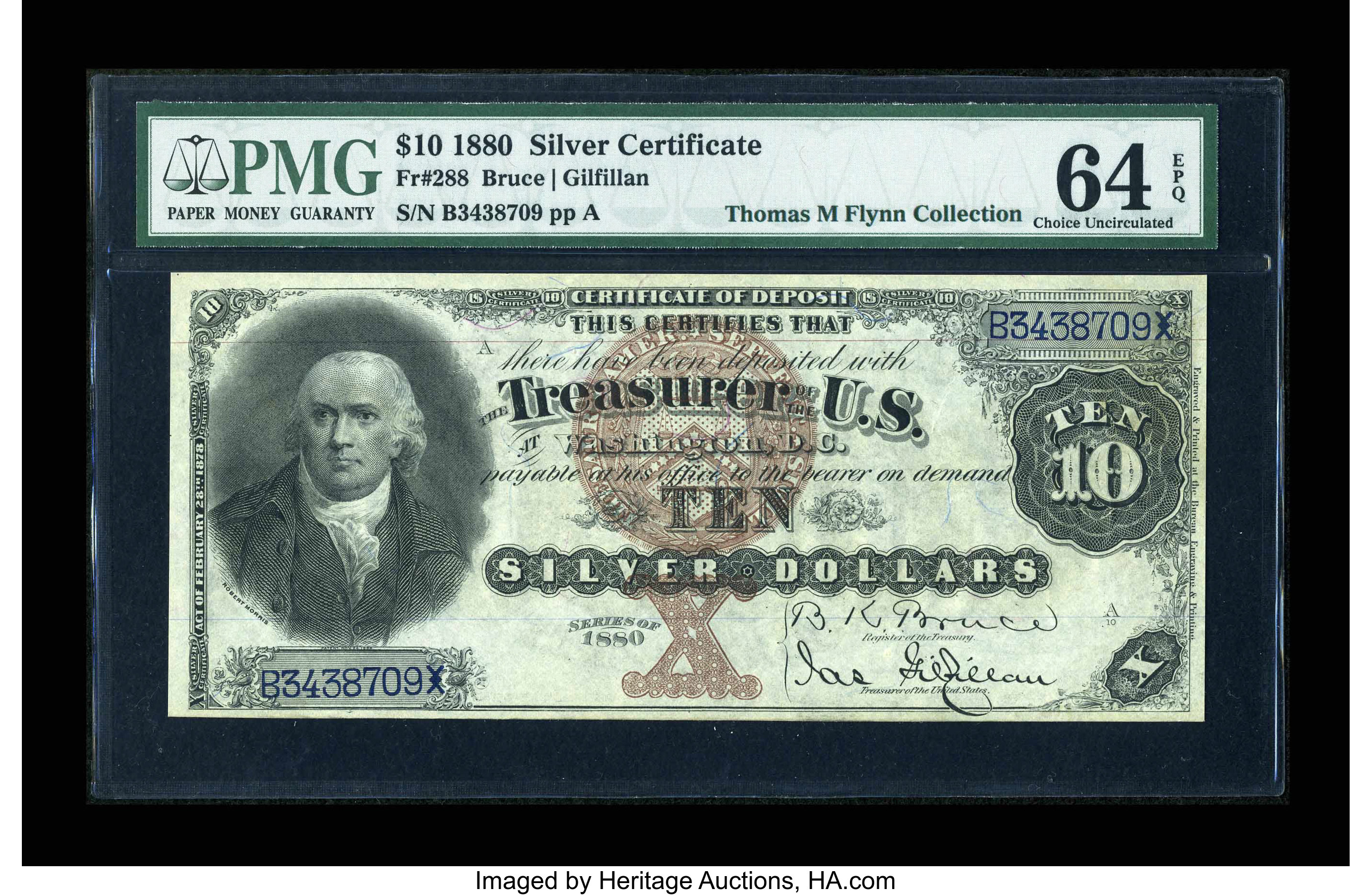 image for: Fr. 288 $10 1880 Silver Certificate PMG Choice Uncirculated 64 EPQ....