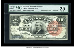 image for: Fr. 293 $10 1886 Silver Certificate PMG Very Fine 25....