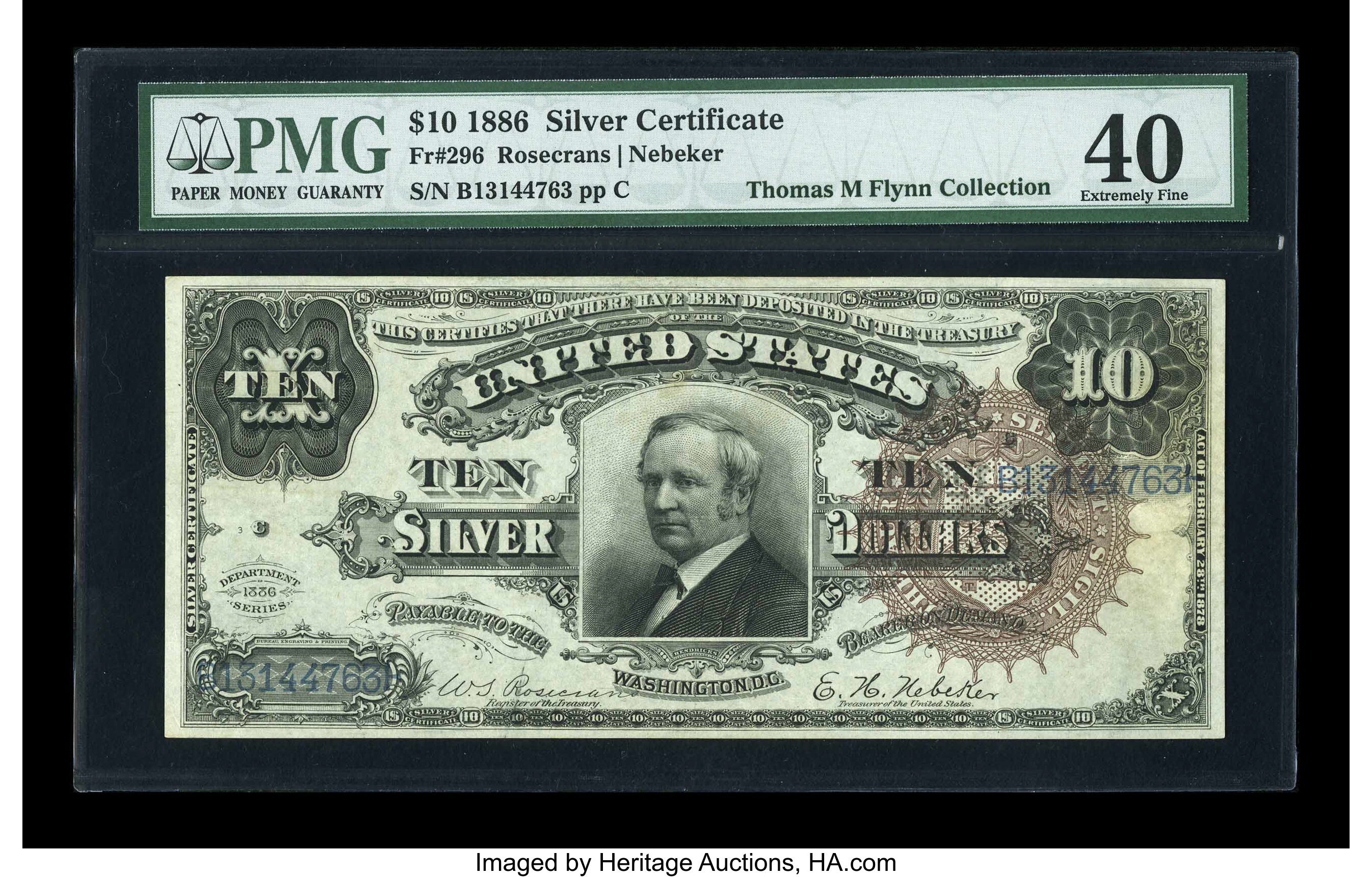 image for: Fr. 296 $10 1886 Silver Certificate PMG Extremely Fine 40....