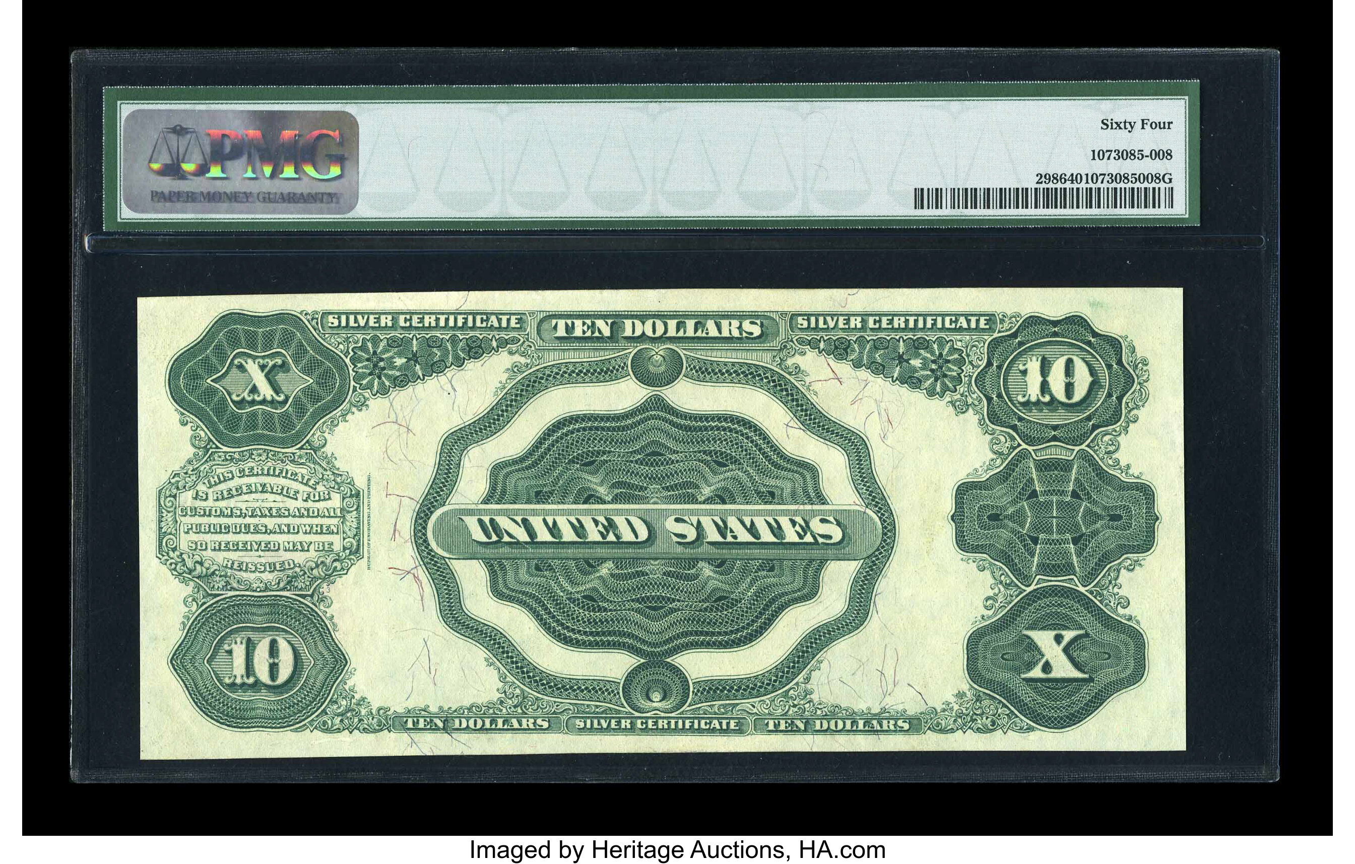 image for: Fr. 298 $10 1891 Silver Certificate PMG Choice Uncirculated 64....