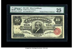 image for: Fr. 300 $10 1891 Silver Certificate PMG Very Fine 25....