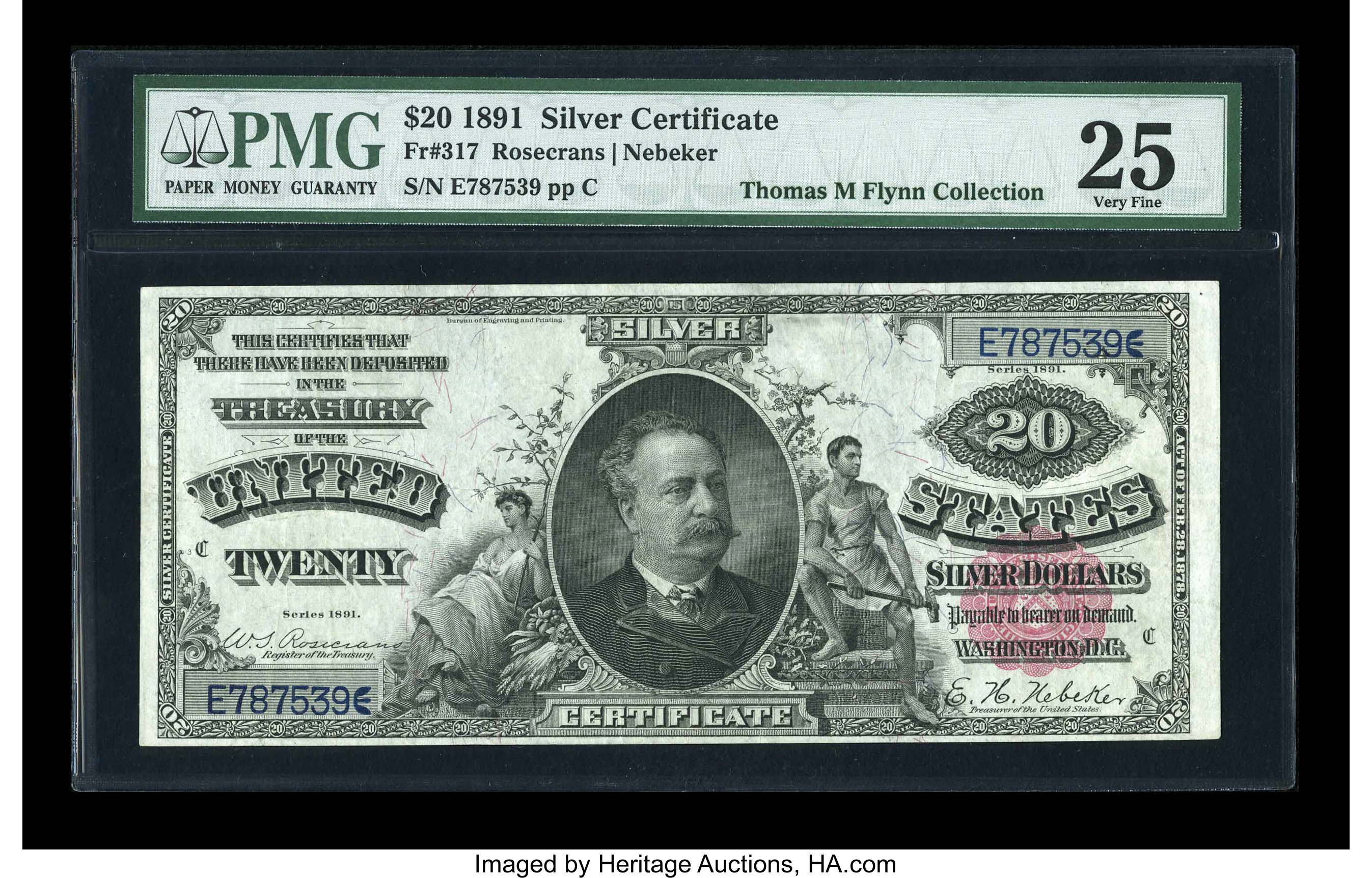 image for: Fr. 317 $20 1891 Silver Certificate PMG Very Fine 25....
