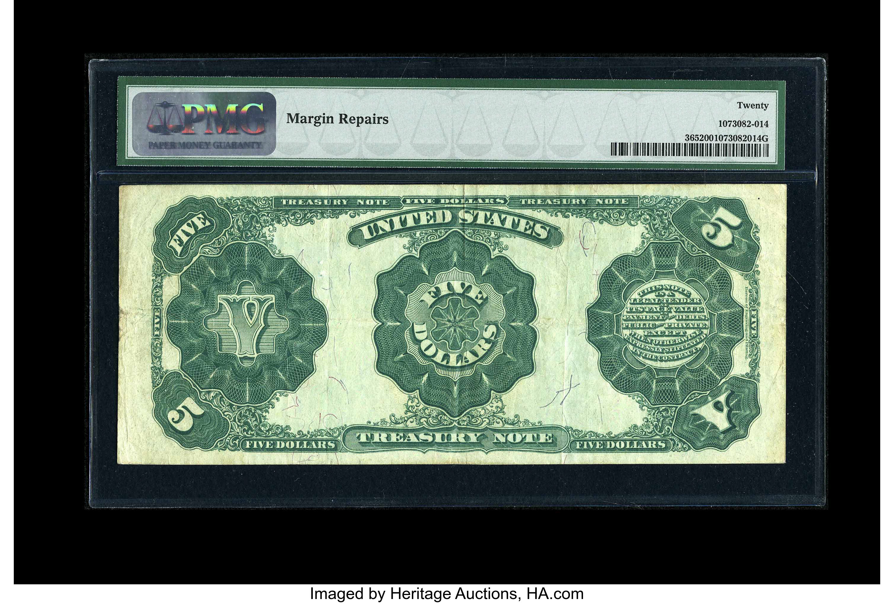 image for: Fr. 365 $5 1891 Treasury Note PMG Very Fine 20....