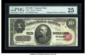 image for: Fr. 371 $10 1891 Treasury Note PMG Very Fine 25....