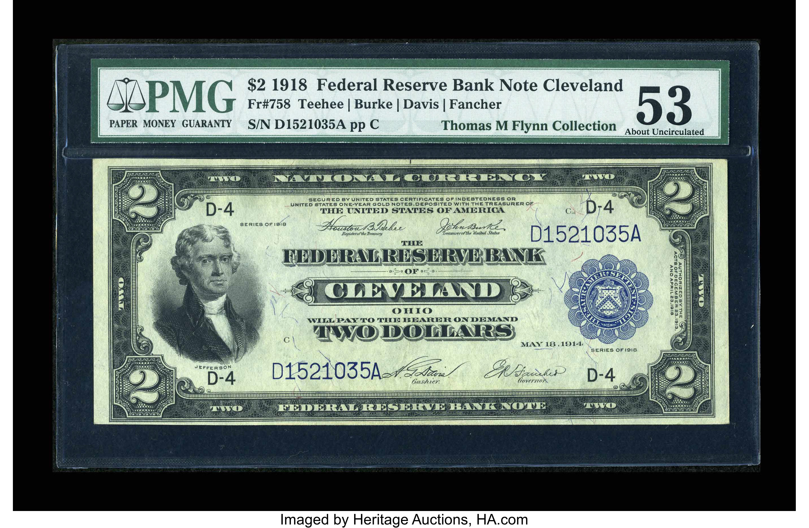 image for: Fr. 758 $2 1918 Federal Reserve Bank Note PMG About Uncirculated 53....