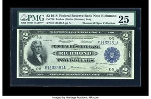 image for: Fr. 760 $2 1918 Federal Reserve Bank Note PMG Very Fine 25....