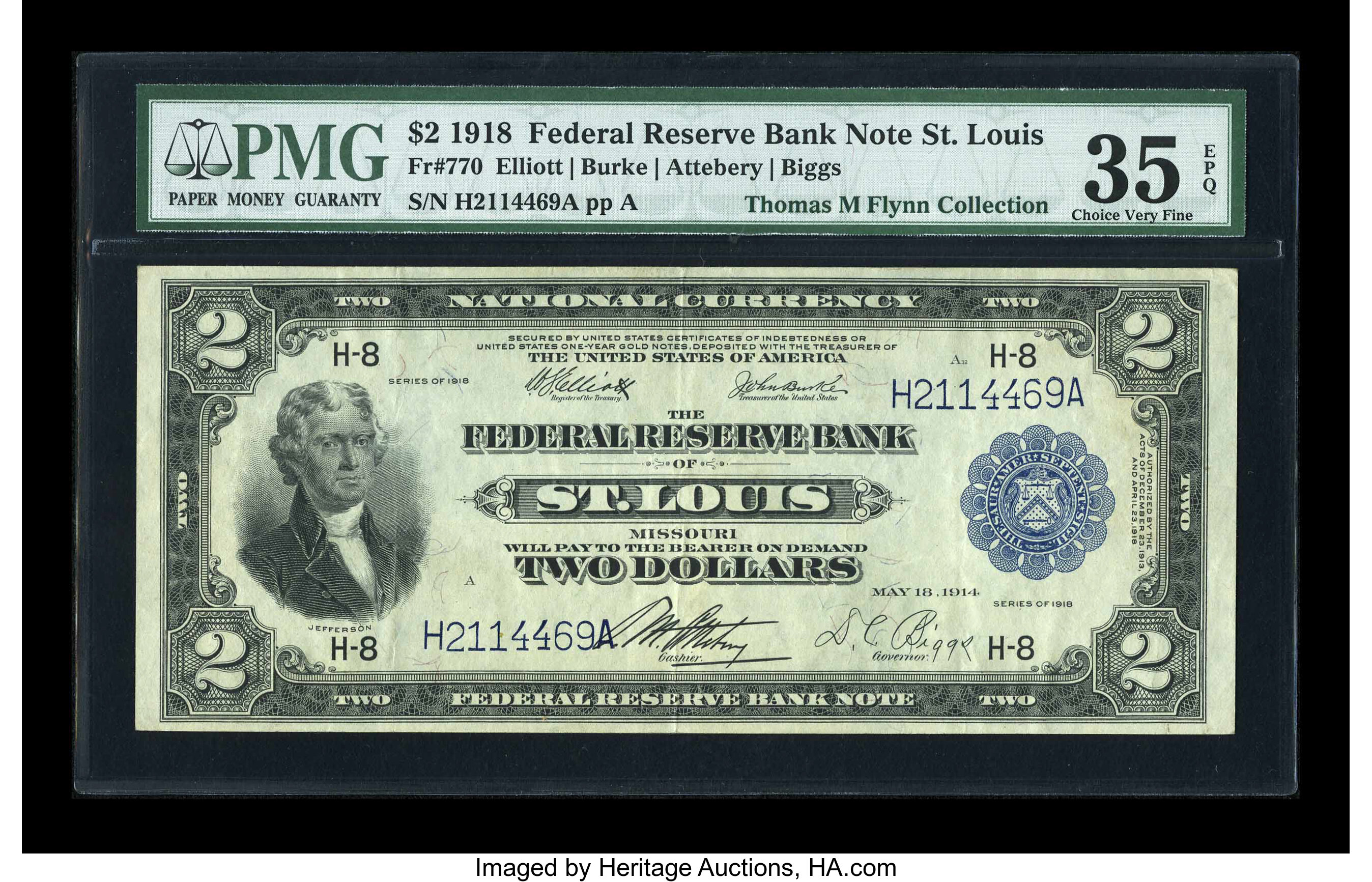 image for: Fr. 770 $2 1918 Federal Reserve Bank Note PMG Choice Very Fine 35 EPQ....