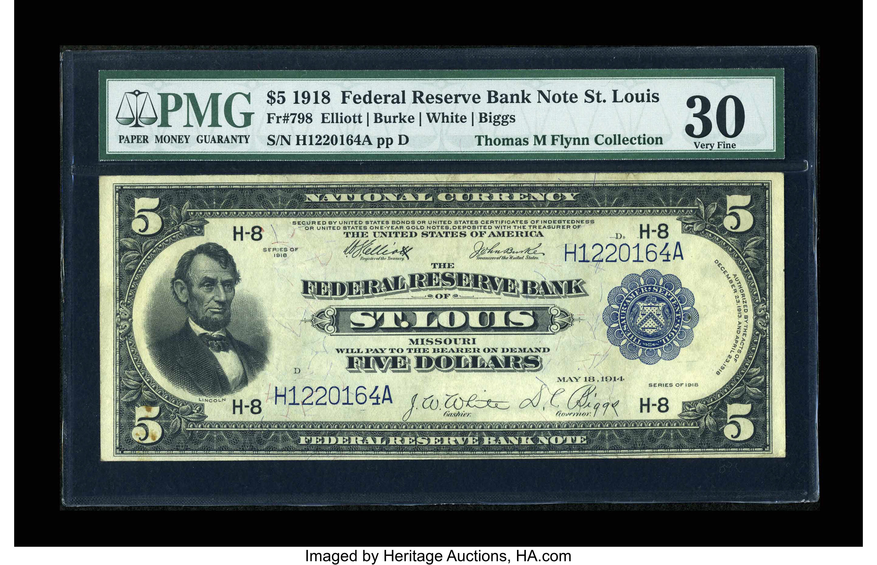 image for: Fr. 798 $5 1918 Federal Reserve Bank Note PMG Very Fine 30....