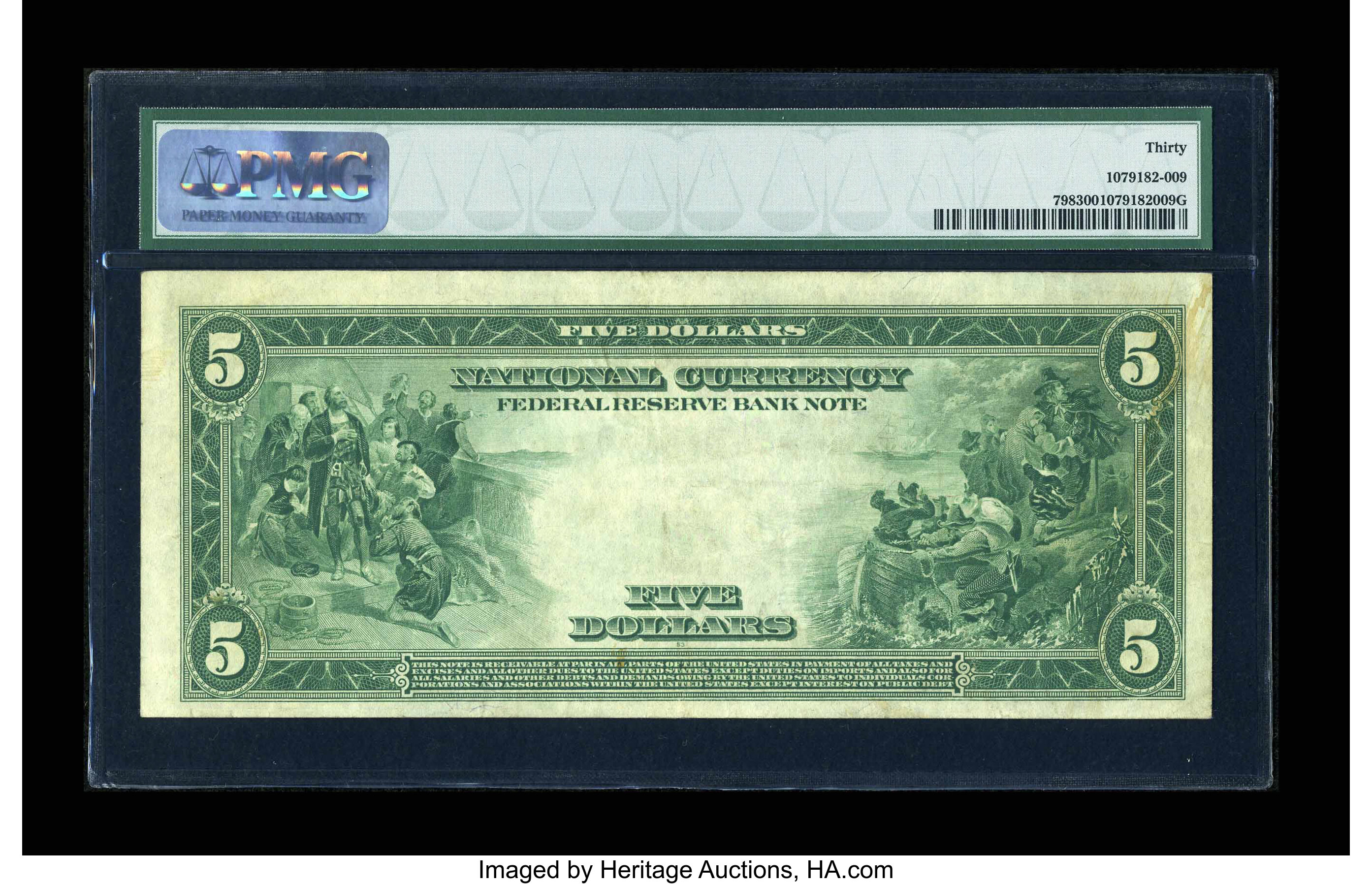 image for: Fr. 798 $5 1918 Federal Reserve Bank Note PMG Very Fine 30....
