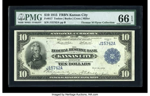 image for: Fr. 817 $10 1915 Federal Reserve Bank Note PMG Gem Uncirculated 66 EPQ....