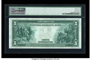 image for: Fr. 870 $5 1914 Federal Reserve Note PMG Choice Uncirculated 64....