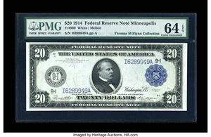 image for: Fr. 999 $20 1914 Federal Reserve Note PMG Choice Uncirculated 64 EPQ....