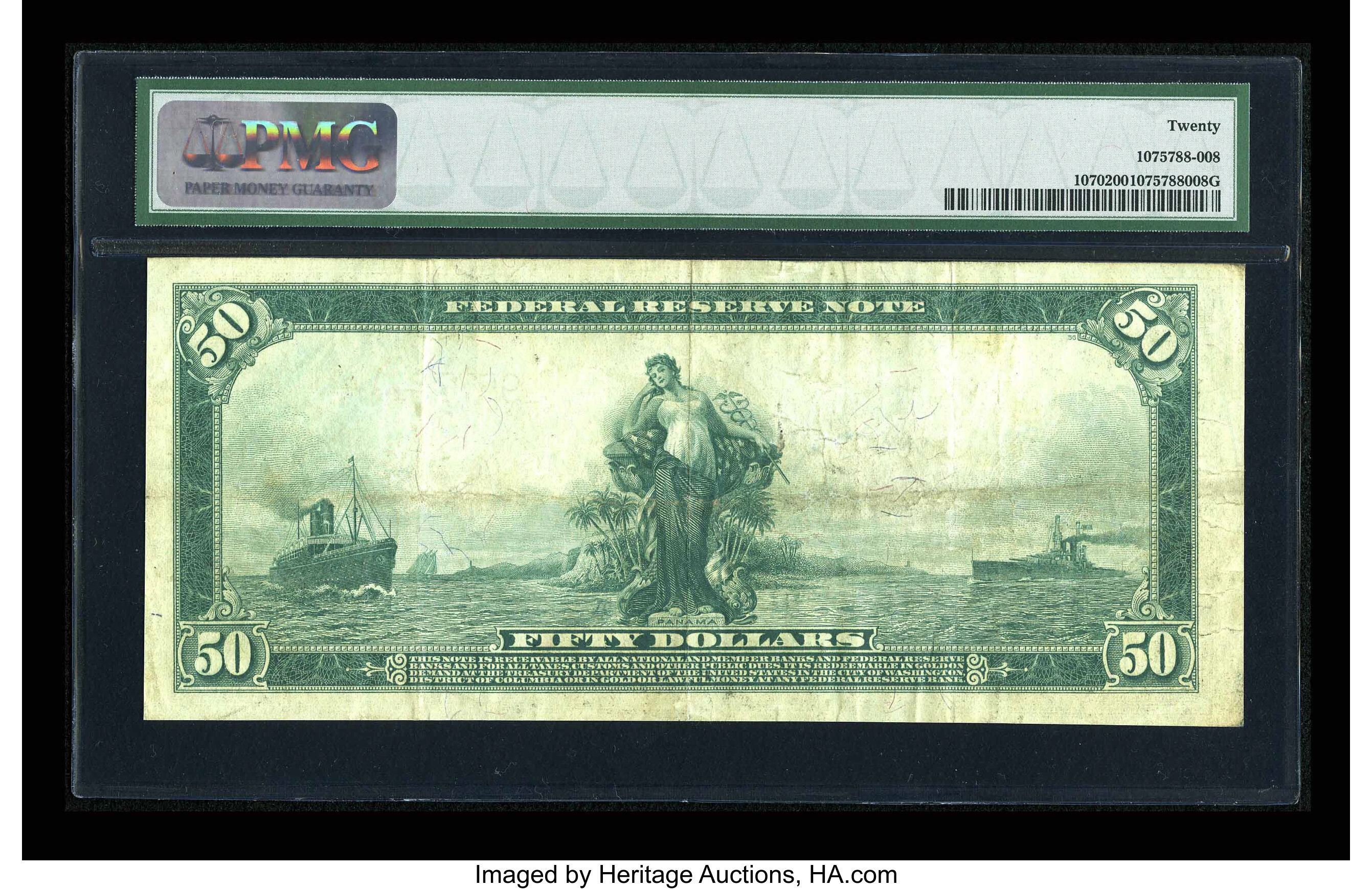 image for: Fr. 1070 $50 1914 Federal Reserve Note PMG Very Fine 20....