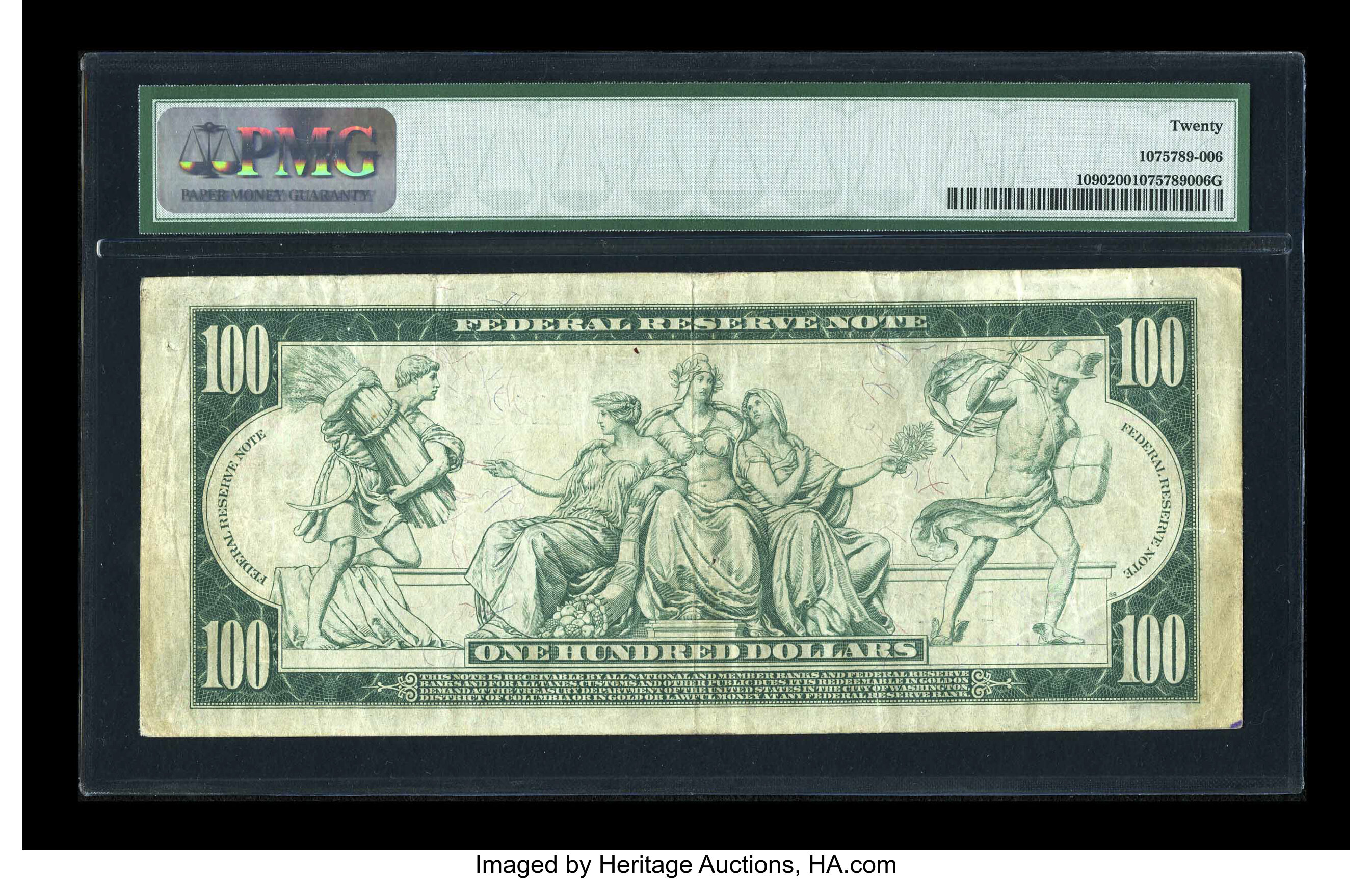 image for: Fr. 1090 $100 1914 Federal Reserve Note PMG Very Fine 20....