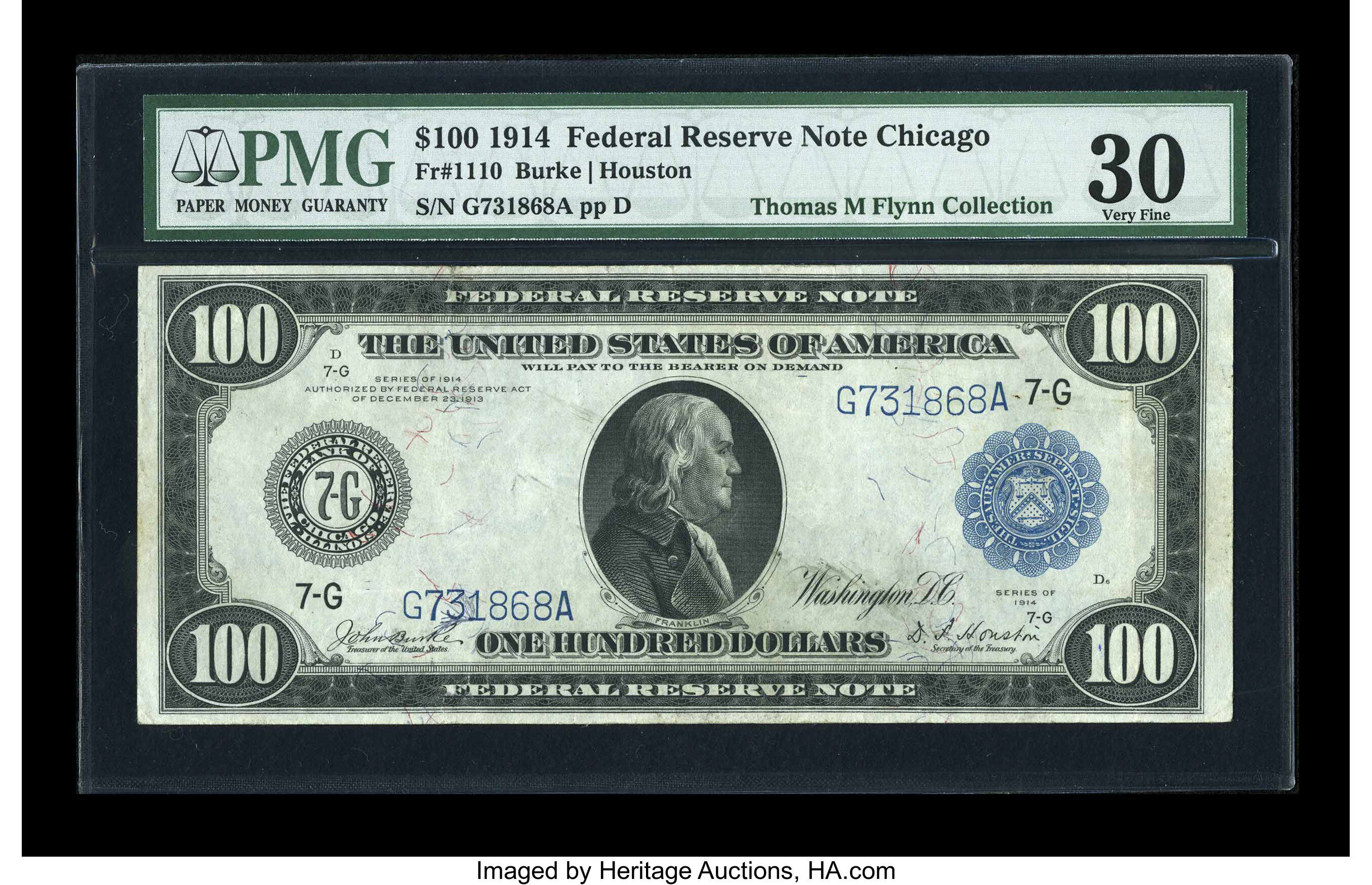 image for: Fr. 1110 $100 1914 Federal Reserve Note PMG Very Fine 30....