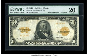 image for: Fr. 1200a $50 1922 Mule Gold Certificate PMG Very Fine 20....