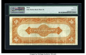 image for: Fr. 1200a $50 1922 Mule Gold Certificate PMG Very Fine 20....
