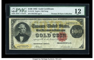 image for: Fr. 1210 $100 1882 Gold Certificate PMG Fine 12....