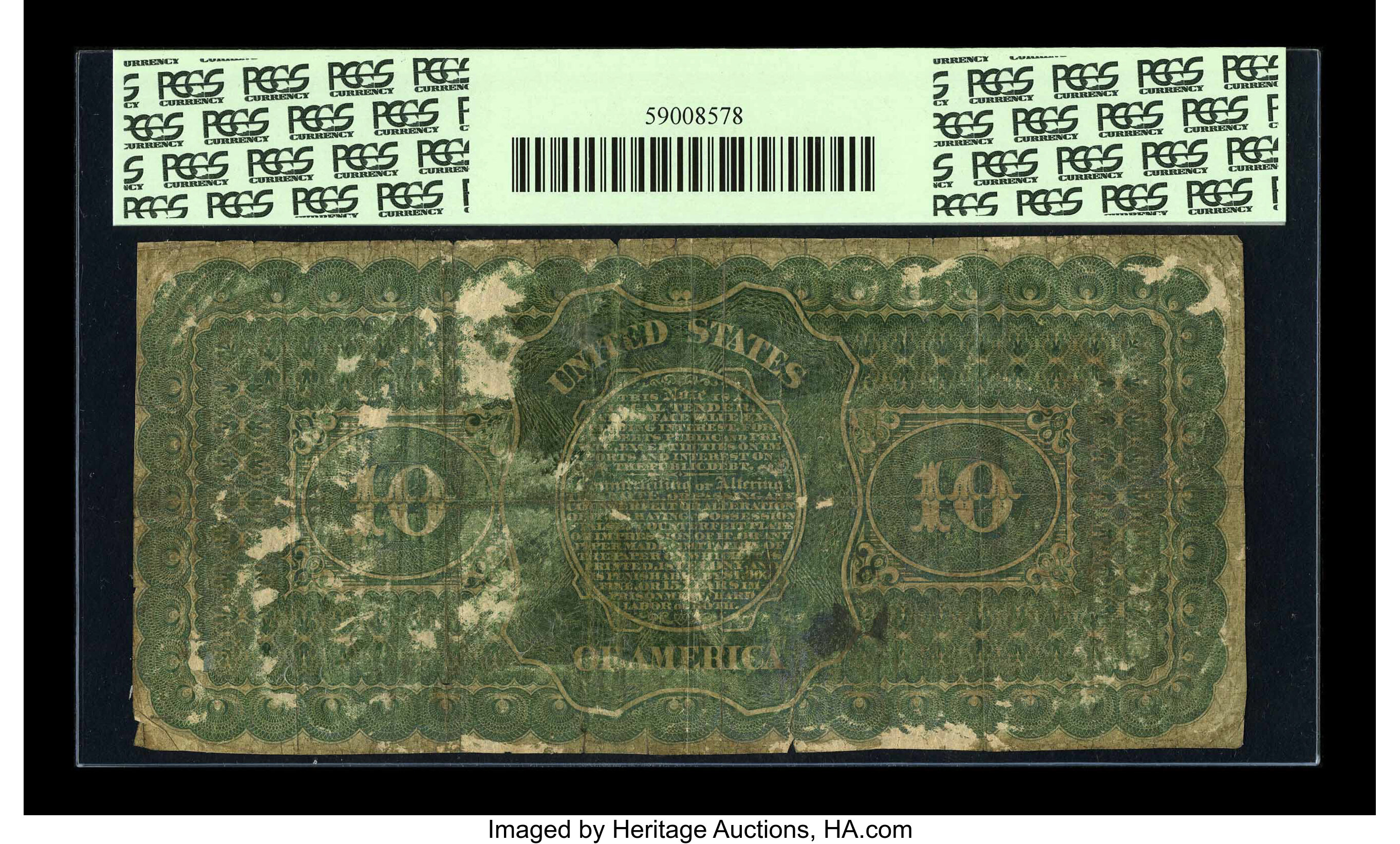 image for: Fr. 196a $10 1863 Interest Bearing Note PCGS Apparent Very Good 10....