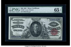 image for: Fr. 320 $20 1891 Silver Certificate PMG Gem Uncirculated 65 EPQ....