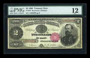 image for: Fr. 355 $2 1890 Treasury Note PMG Fine 12....