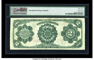image for: Fr. 356 $2 1891 Treasury Note PMG About Uncirculated 53 EPQ....