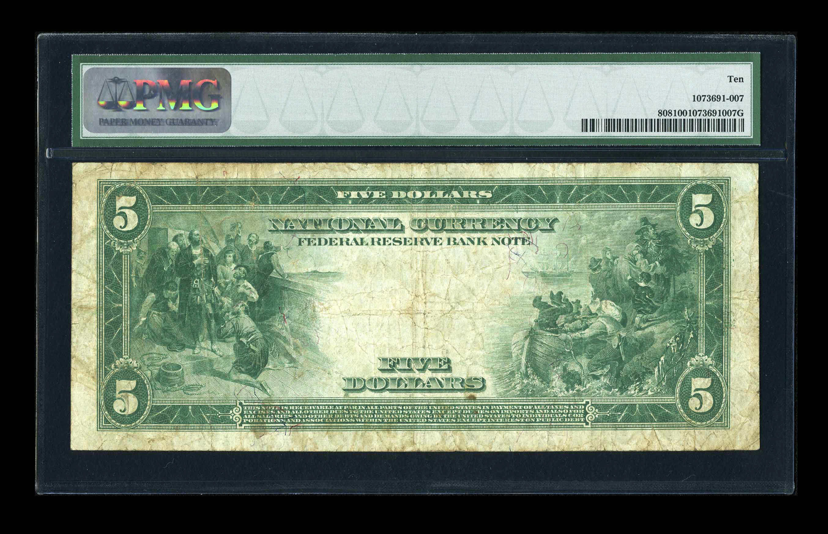 image for: Fr. 808 $5 1915 Federal Reserve Bank Note PMG Very Good 10....