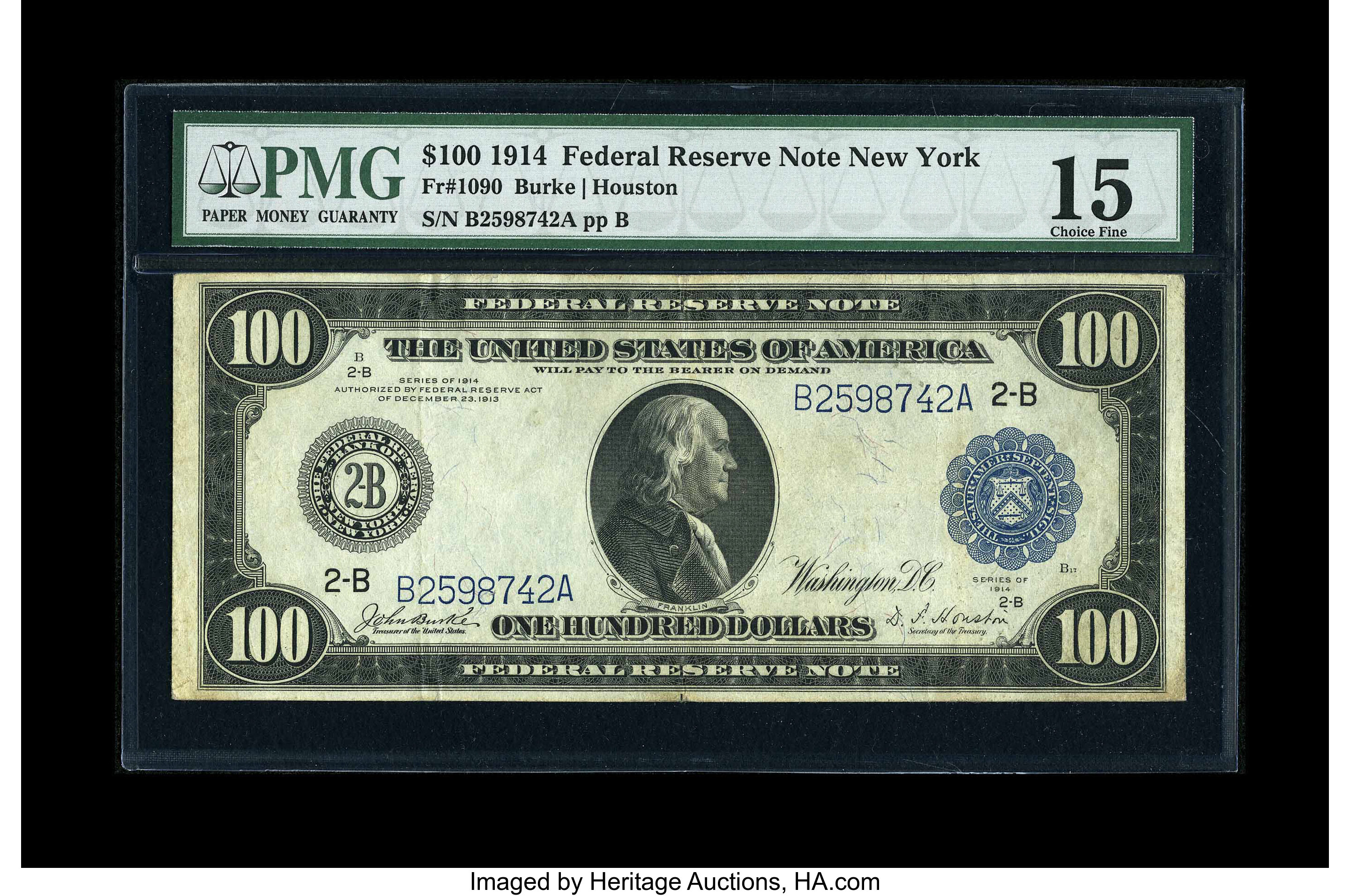 image for: Fr. 1090 $100 1914 Federal Reserve Note PMG Choice Fine 15....