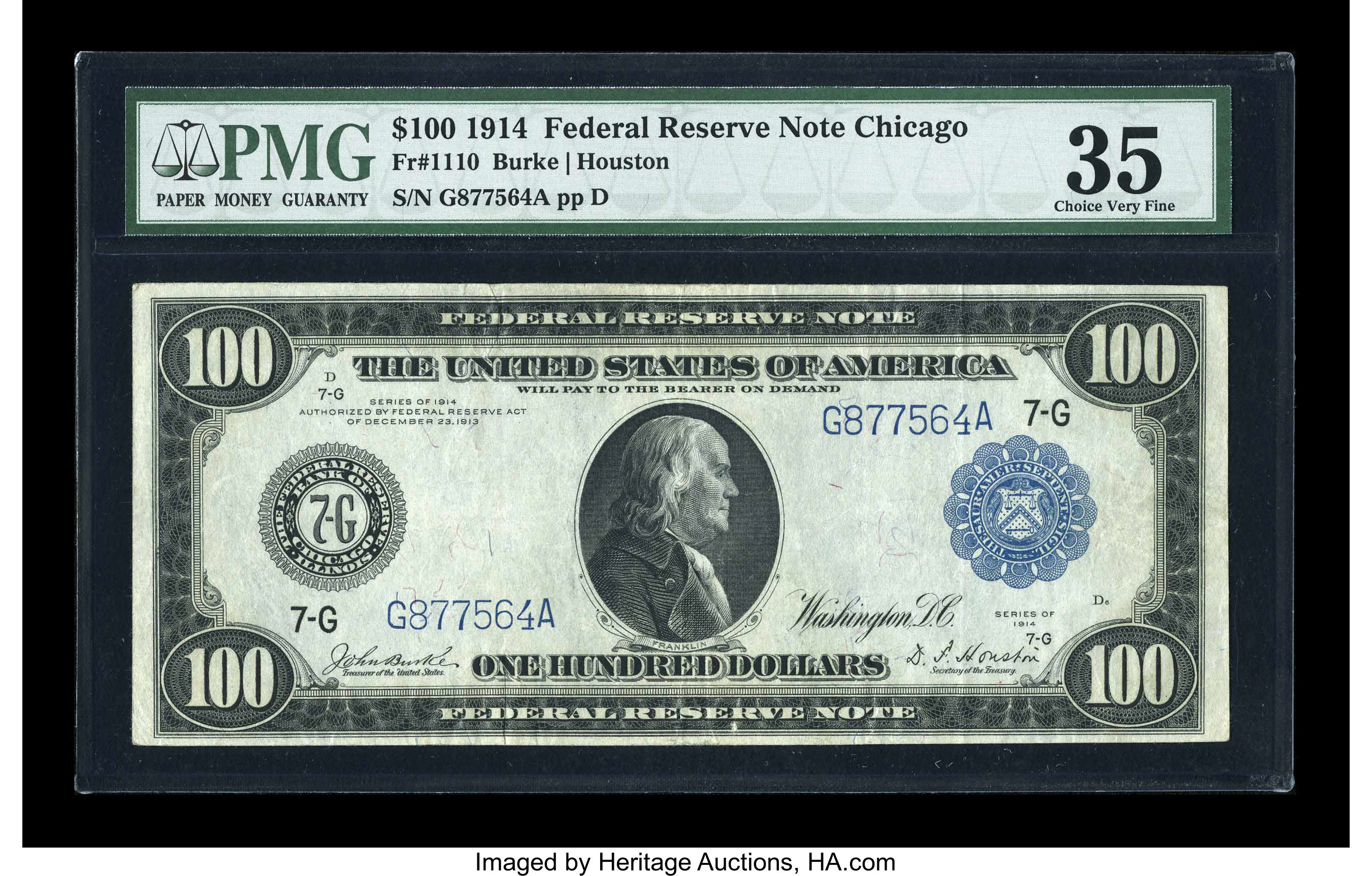 image for: Fr. 1110 $100 1914 Federal Reserve Note PMG Choice Very Fine 35....