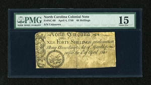 image for: North Carolina April 4, 1748 40s PMG Choice Fine 15....