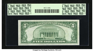 image for: Fr. 1952-D $5 1928B Dark Green Seal Federal Reserve Note. PCGS Very Choice New 64PPQ....