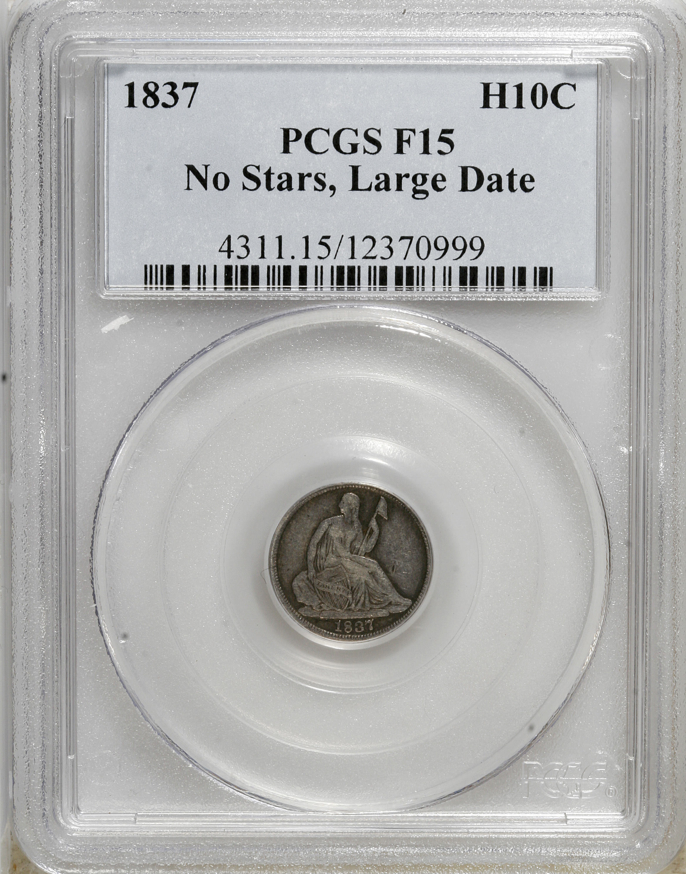 1837 H10c No Stars, Large Date G6 thumbnail 7