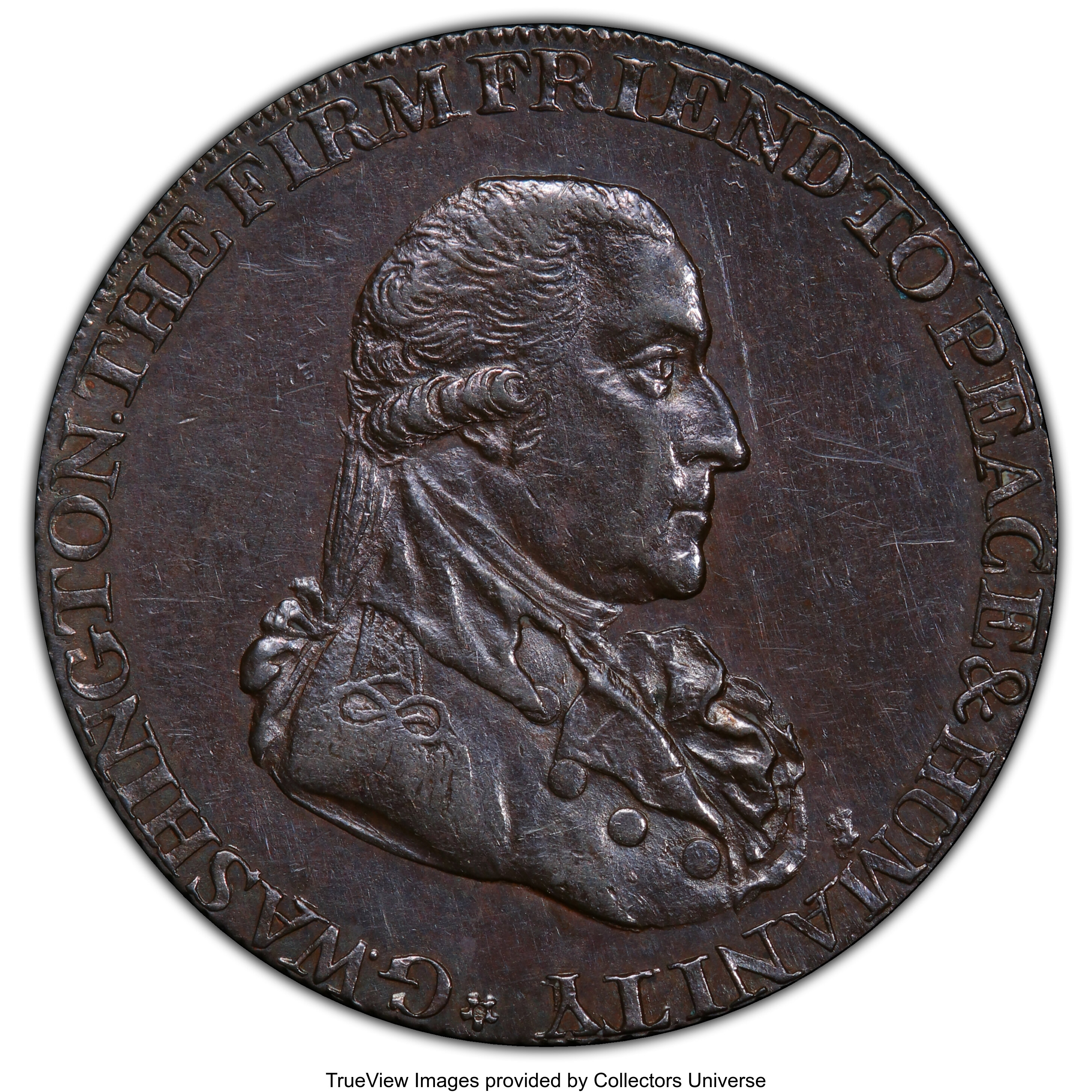 image for: 1795 1/2 P Washington Grate Halfpenny, Large Buttons, Lettered Edge AU58 PCGS. PCGS Population: (5/15 and 0/0+). NGC Census...