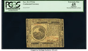 image for: Continental Currency November 29, 1775 $6 PCGS Apparent Extremely Fine 45....