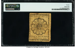 image for: Continental Currency February 17, 1776 $1/6 PMG Very Fine 20....