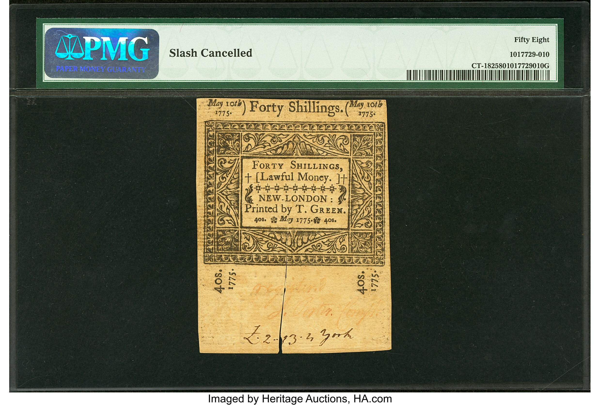 image for: Connecticut May 10, 1775 40s PMG Choice About Unc 58....