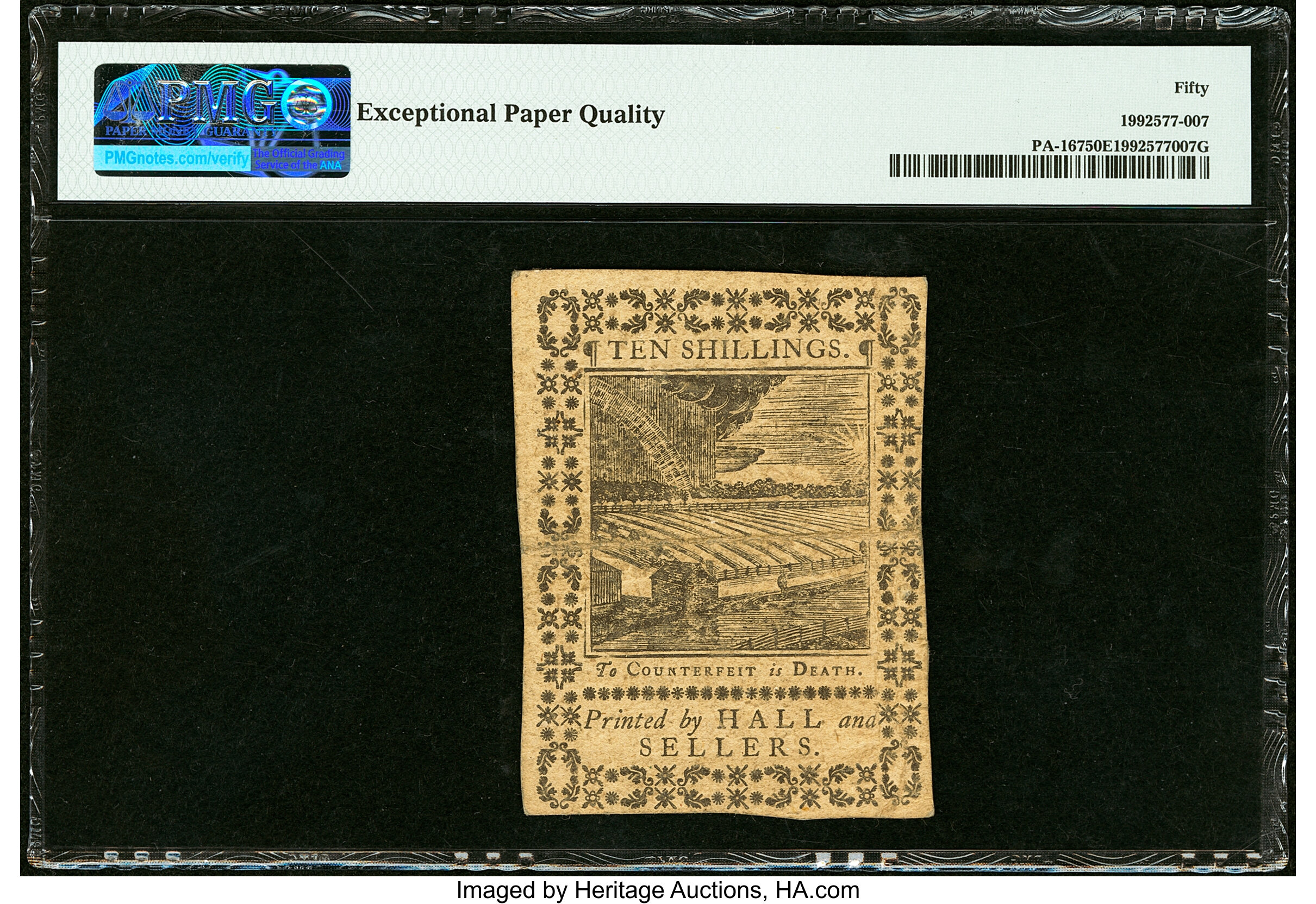 image for: Pennsylvania October 1, 1773 10s PMG About Uncirculated 50 EPQ....