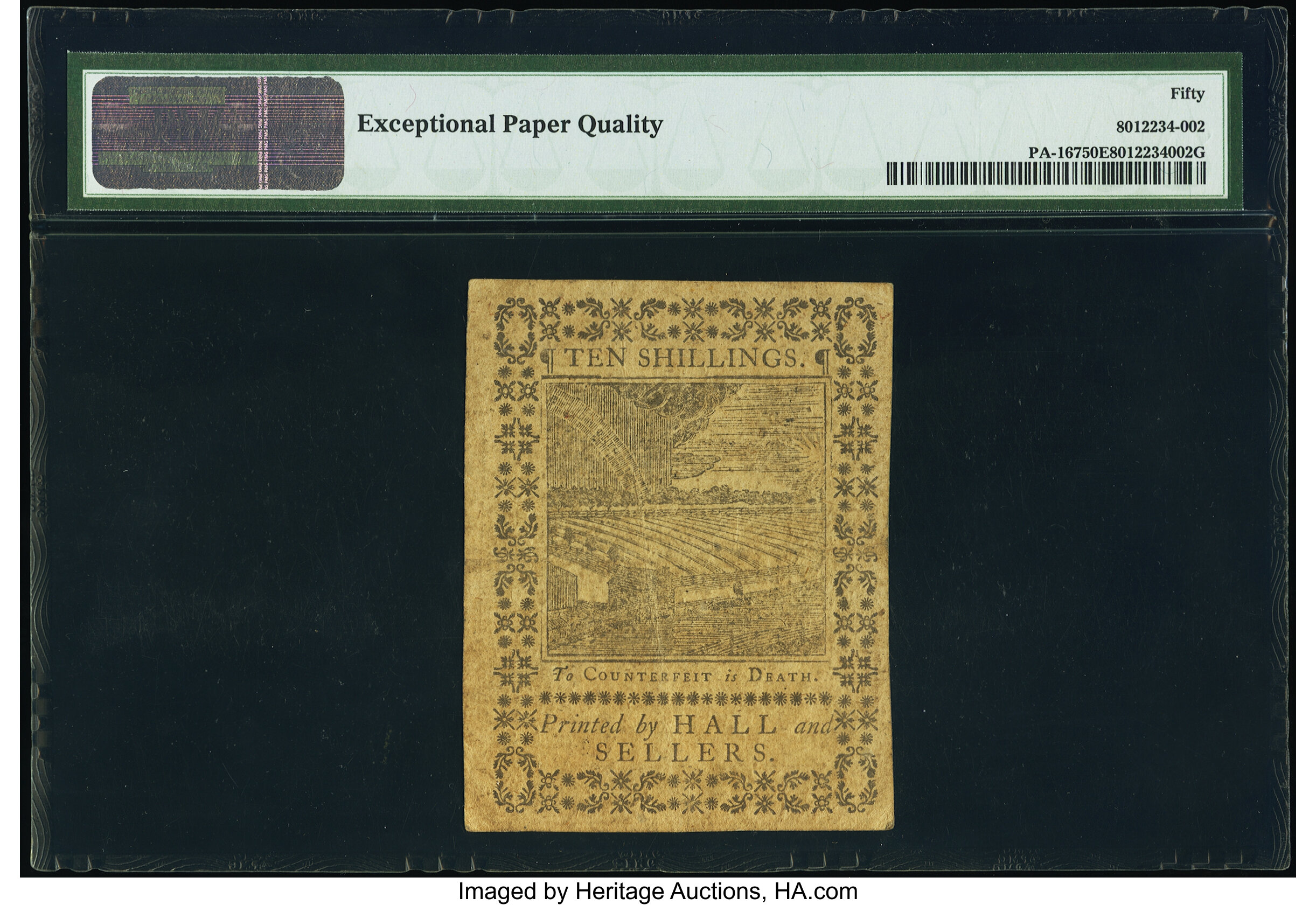 image for: Pennsylvania October 1, 1773 10s PMG About Uncirculated 50 EPQ....