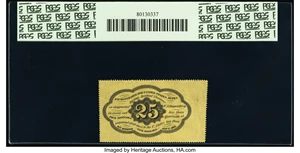 image for: Perforation Error Fr. 1280 25¢ First Issue PCGS Choice About New 58PPQ....