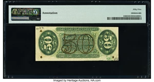 image for: Printed Fold Error Fr. 1366 50¢ Third Issue Justice PMG About Uncirculated 55....
