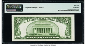 image for: Fr. 1958-G $5 1934B Federal Reserve Note. PMG Gem Uncirculated 65 EPQ....