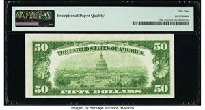 image for: Fr. 2102-E $50 1934 Federal Reserve Note. PMG About Uncirculated 55 EPQ....