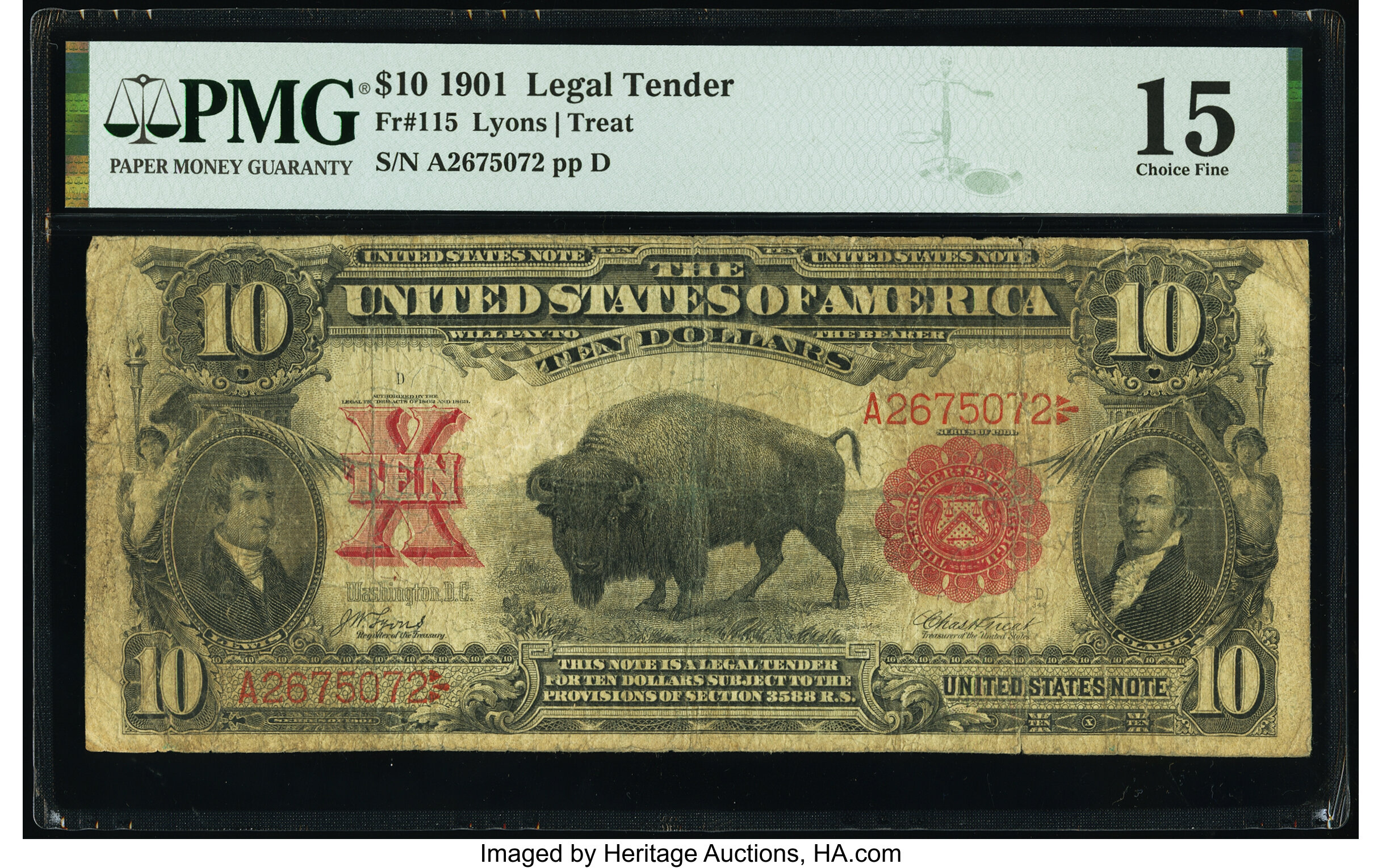 image for: Fr. 115 $10 1901 Legal Tender PMG Choice Fine 15....