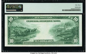 image for: Fr. 939 $10 1914 Federal Reserve Note PMG About Uncirculated 53....