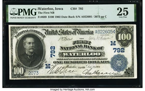 image for: Waterloo, IA - $100 1902 Date Back Fr. 689 The First National Bank Ch. # (M)792 PMG Very Fine 25....