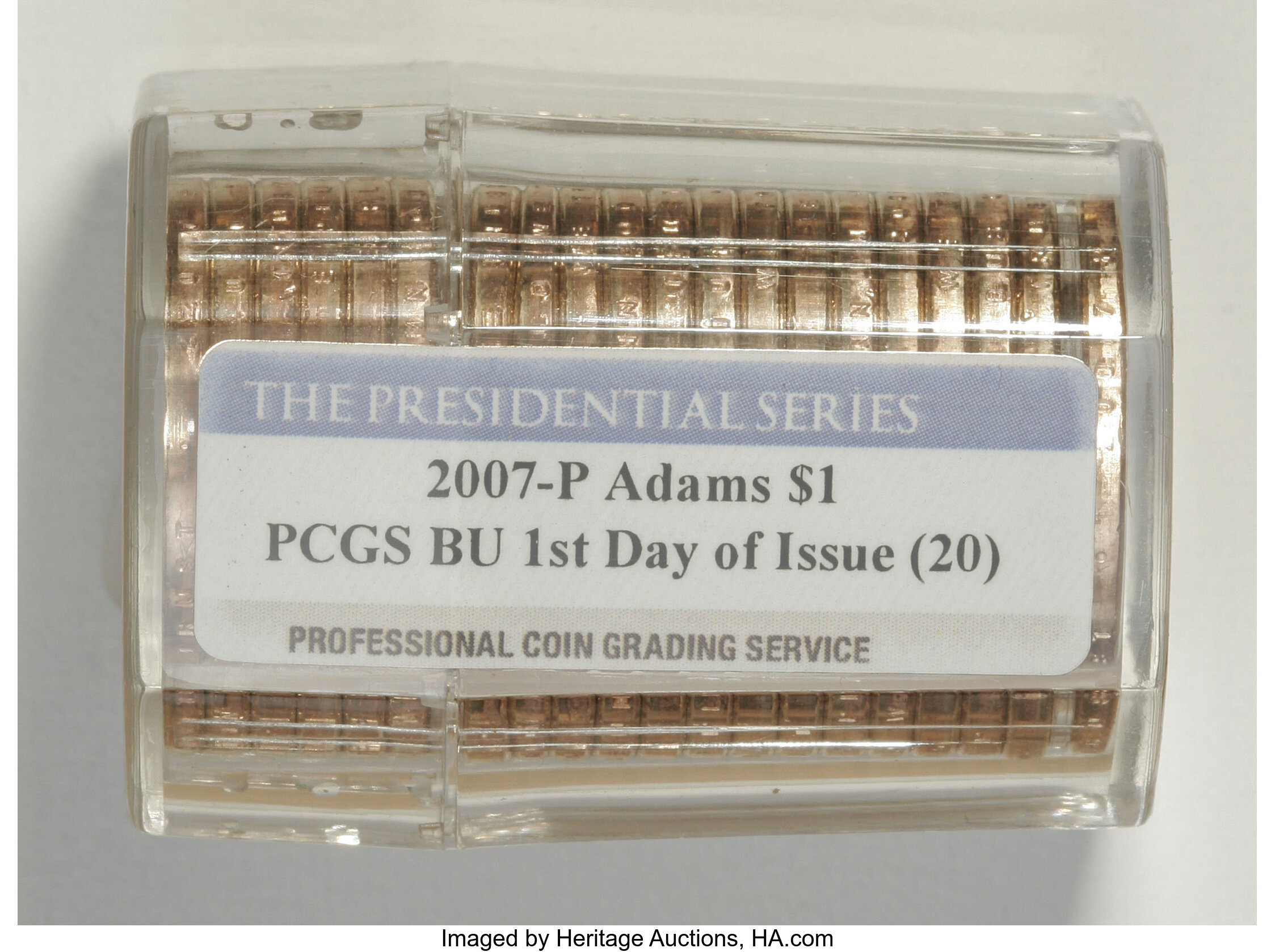 image for: PCGS BU Roll of 2007-P $1 John Adams Dollars. First Day of Issue.... (Total: 20 coins)