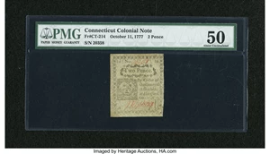 image for: Connecticut October 11, 1777 2d Uncancelled PMG About Uncirculated 50....