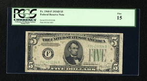 image for: Fr. 1960-F $5 1934D Federal Reserve Note. PCGS Fine 15....