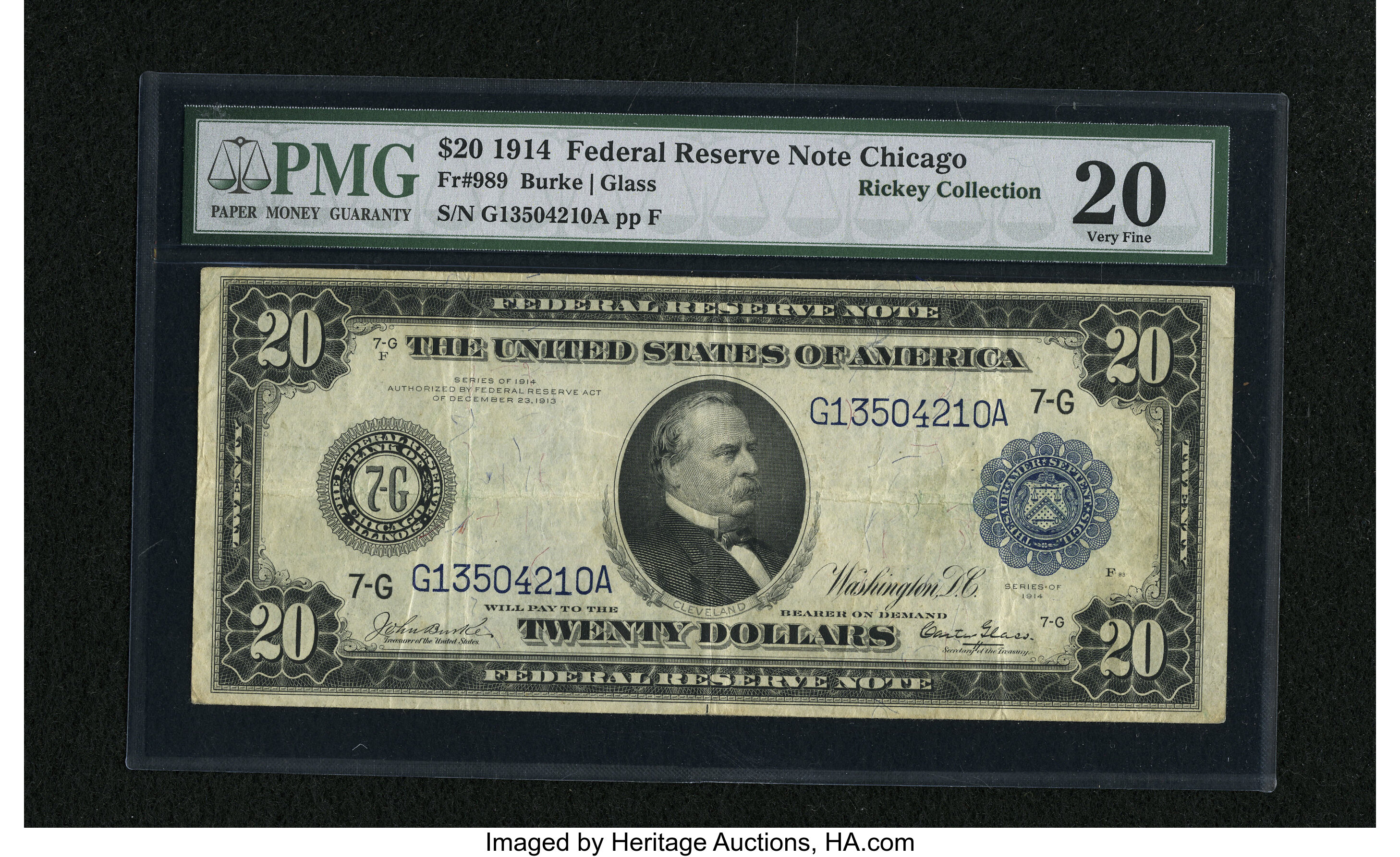 image for: Fr. 989 $20 1914 Federal Reserve Note PMG Very Fine 20....