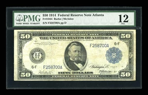 image for: Fr. 1044 $50 1914 Federal Reserve Note PMG Fine 12. ...